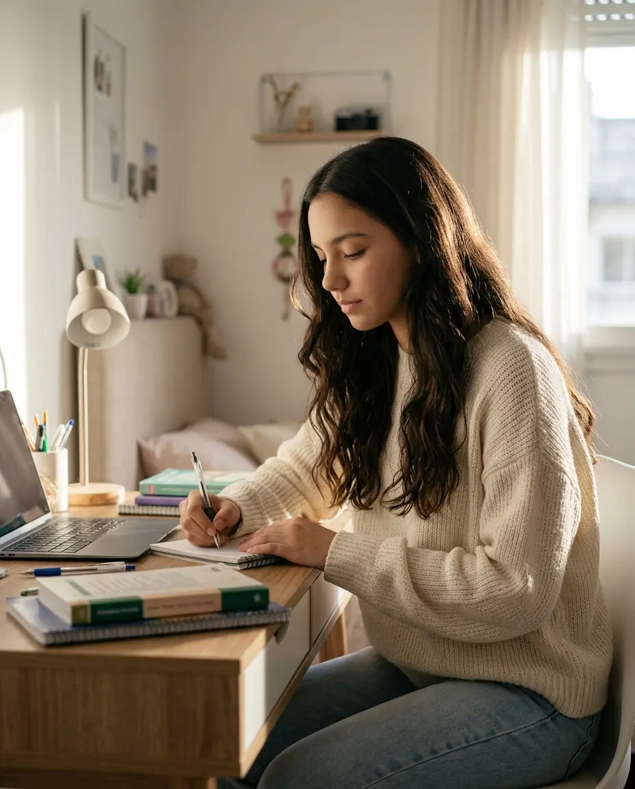 Sofía estudiando