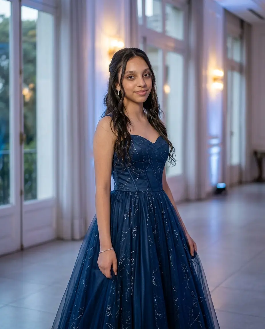 Sofía con su vestido